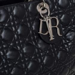 Pre Owned Dior Black Quilted Leather Soft Lady Dior Tote