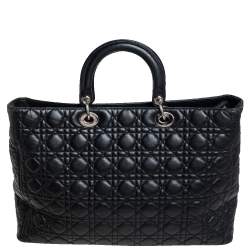 Pre Owned Dior Black Quilted Leather Soft Lady Dior Tote