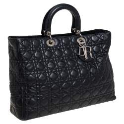 Pre Owned Dior Black Quilted Leather Soft Lady Dior Tote