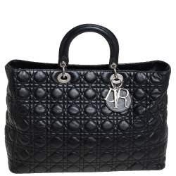 Pre Owned Dior Black Quilted Leather Soft Lady Dior Tote