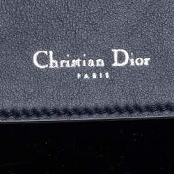 Dior Black Crinkled Patent Leather Be Dior Flap Top Handle Bag