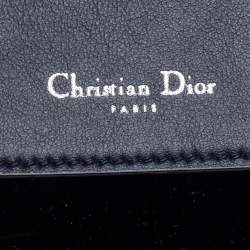 Pre Owned Dior Black Crinkled Patent Leather Be Dior Flap Top Handle Bag