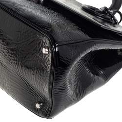 Pre Owned Dior Black Crinkled Patent Leather Be Dior Flap Top Handle Bag