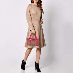Pre Owned Dior Pink/Beige Diorissimo Canvas Small Boston Bag
