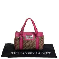 Pre Owned Dior Pink/Beige Diorissimo Canvas Small Boston Bag