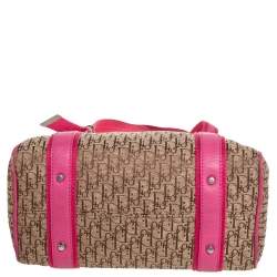 Pre Owned Dior Pink/Beige Diorissimo Canvas Small Boston Bag