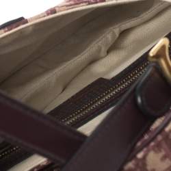 Pre Owned Dior Burgundy/Beige Oblique Canvas Saddle Bag