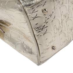 Pre Owned حقيبة بوسطن كريستيان ديور جلد أوبليك ذهبي ميتاليك منقوش