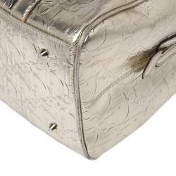 Pre Owned حقيبة بوسطن كريستيان ديور جلد أوبليك ذهبي ميتاليك منقوش