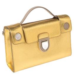 Pre Owned حقيبة كلتش ديور ديورافر جلد ذهبي