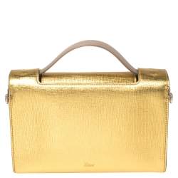 Pre Owned حقيبة كلتش ديور ديورافر جلد ذهبي