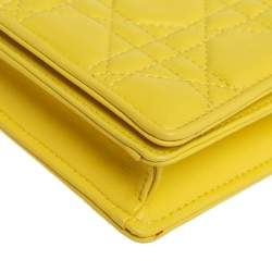 مملوكة مسبقًا Dior Yellow Cannage Leather Lady Dior Wallet on Chain
