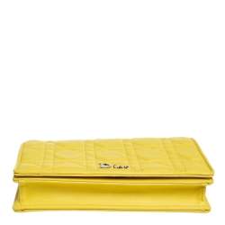 مملوكة مسبقًا Dior Yellow Cannage Leather Lady Dior Wallet on Chain