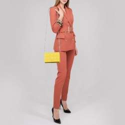 مملوكة مسبقًا Dior Yellow Cannage Leather Lady Dior Wallet on Chain