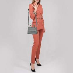Pre Owned Dior Grey Leather Mini Be Dior Flap Top Handle Bag