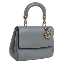 Pre Owned Dior Grey Leather Mini Be Dior Flap Top Handle Bag