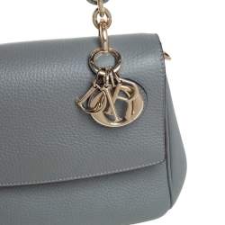 Pre Owned Dior Grey Leather Mini Be Dior Flap Top Handle Bag