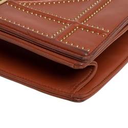 Pre Owned Dior Tan Leather Medium Studded Diorama Flap Shoulder Bag