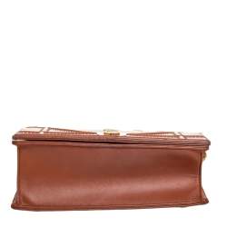 Pre Owned Dior Tan Leather Medium Studded Diorama Flap Shoulder Bag