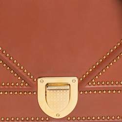 Pre Owned Dior Tan Leather Medium Studded Diorama Flap Shoulder Bag