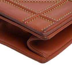 Pre Owned Dior Tan Leather Medium Studded Diorama Flap Shoulder Bag