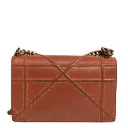 Pre Owned Dior Tan Leather Medium Studded Diorama Flap Shoulder Bag