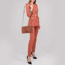 Pre Owned Dior Tan Leather Medium Studded Diorama Flap Shoulder Bag