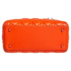 مملوكة مسبقًا حقيبة يد توتس ديور ليدي ديور متوسطة جلد كاناج برتقالي 