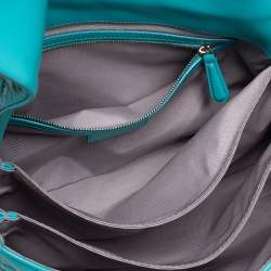 Pre Owned Dior Turquoise Cannage Patent Leather Medium New Lock Shoulder Bag