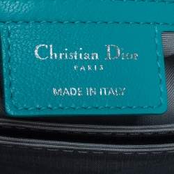 Pre Owned Dior Turquoise Cannage Patent Leather Medium New Lock Shoulder Bag