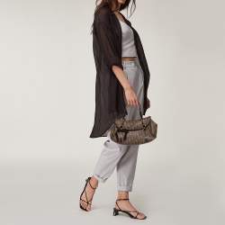 Pre Owned Dior Brown Monogram Coated Canvas and Velvet Romantique Trotter Flap Bag