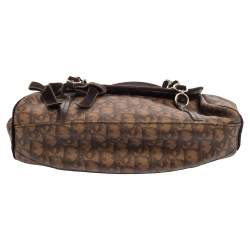 Pre Owned Dior Brown Monogram Coated Canvas and Velvet Romantique Trotter Flap Bag