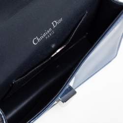 Pre Owned Dior Blue Micro Cannage Patent Leather Mini Diorama Chain Shoulder Bag