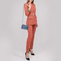 Pre Owned Dior Blue Micro Cannage Patent Leather Mini Diorama Chain Shoulder Bag