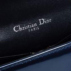 Pre Owned Dior Blue Micro Cannage Patent Leather Mini Diorama Chain Shoulder Bag