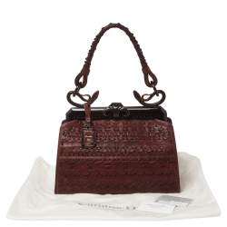 مملوكة مسبقًا Dior Dark Red Woven Leather Limited Edition Samourai Armour Frame Bag