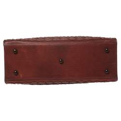 مملوكة مسبقًا Dior Dark Red Woven Leather Limited Edition Samourai Armour Frame Bag