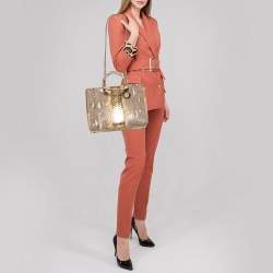 Pre Owned Dior Gold Python Large Lady Dior Tote