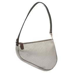 Pre Owned Dior Silver Oblique Matte Leather Saddle Bag