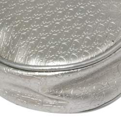 Pre Owned Dior Silver Oblique Matte Leather Saddle Bag