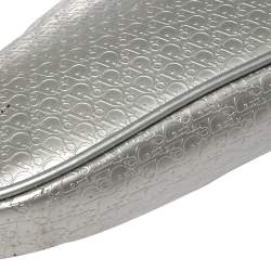 Pre Owned Dior Silver Oblique Matte Leather Saddle Bag
