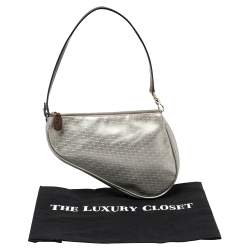 Pre Owned Dior Silver Oblique Matte Leather Saddle Bag