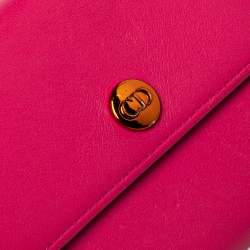 Pre Owned Dior Pink/Orange Leather Addict Rendez-Vous Wallet on Chain