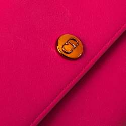 Pre Owned Dior Pink/Orange Leather Addict Rendez-Vous Wallet on Chain