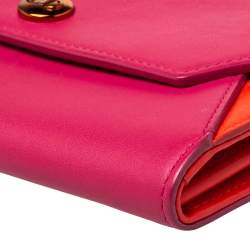 Pre Owned Dior Pink/Orange Leather Addict Rendez-Vous Wallet on Chain