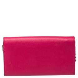 Pre Owned Dior Pink/Orange Leather Addict Rendez-Vous Wallet on Chain