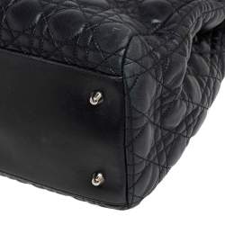 Pre Owned Dior Black Cannage Leather Soft Lady Dior Shopper Tote