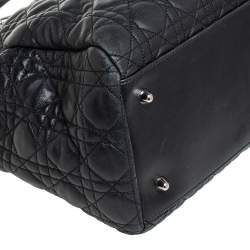 Pre Owned Dior Black Cannage Leather Soft Lady Dior Shopper Tote