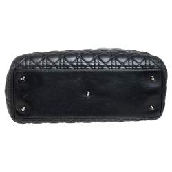 Pre Owned Dior Black Cannage Leather Soft Lady Dior Shopper Tote