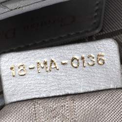 Pre Owned Dior Metallic Grey Cannage Leather Mini Lady Dior Tote